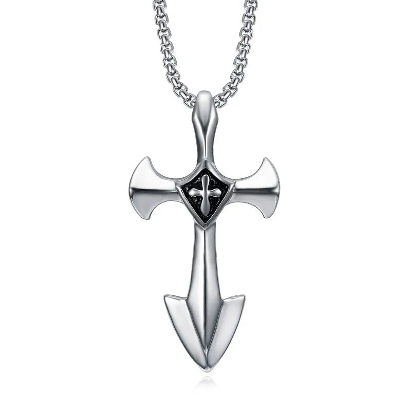 Wholesale Modern Jewelry Stainless Steel Necklace Silver Men Cross Pendant