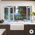 JBDhome Black Aluminium Framed Accordion Vertical Sliding Folding Window Elegant Glass Design with Durable Folding Windows