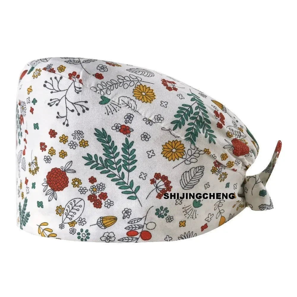Working Cap Scrub Caps for Women Nurse Hat Women Ponytail Scrub Hats with Sweatband Buttons Adjustable Nurse Caps MegaBDM