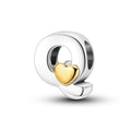Silver Fashion Letter Series-Letter Q Charms Beads Fit Pan Bracelet With Heart Classic Jewelry for Children Weddings Party