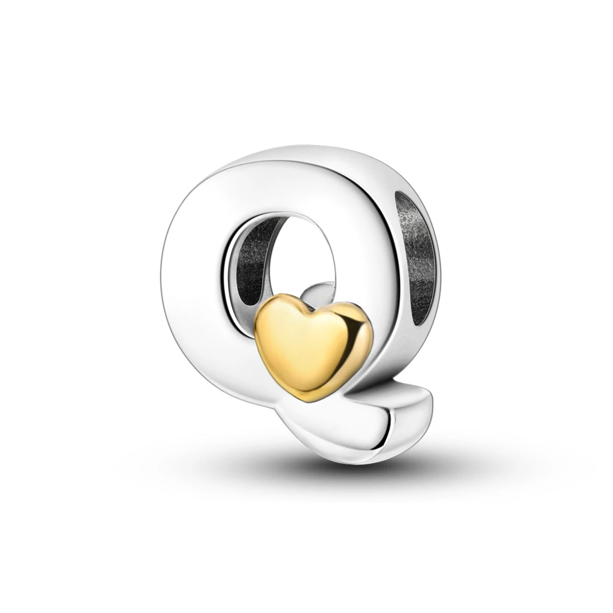 Silver Fashion Letter Series-Letter Q Charms Beads Fit Pan Bracelet With Heart Classic Jewelry for Children Weddings Party