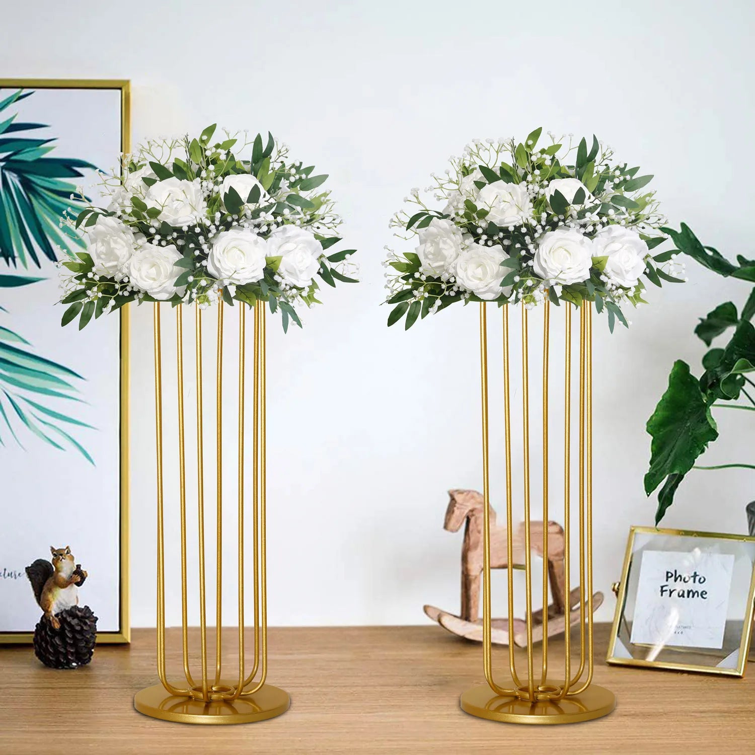 C224169 Gold Geometric Wedding Flower Stand Tabletop Vase for Wedding Table Center Decoration