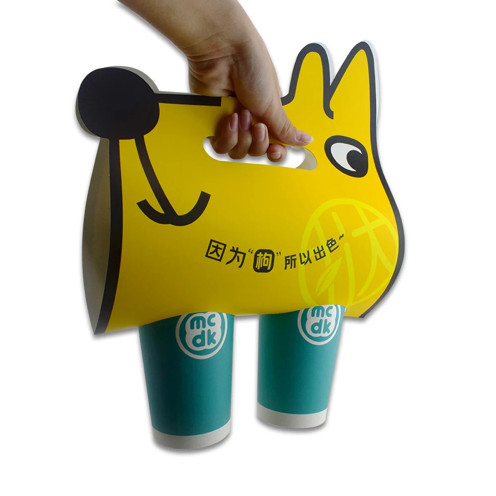 Factory Sales Biodegradable Takeaway Beverage Coffee Tea Drink Flower Corrugated Paper Cup Holder with Sleeve Tray Insert