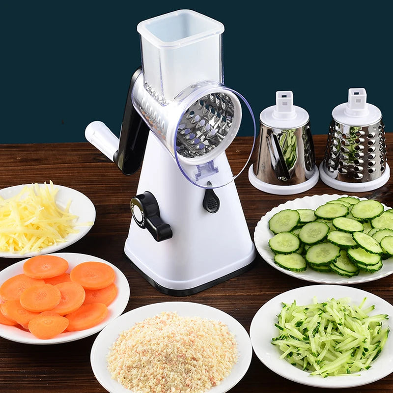 Simple Large Metal Plastic Handheld Stainless Steel 3 in 1 Black Plastic Handle Rotary Cheese Grater