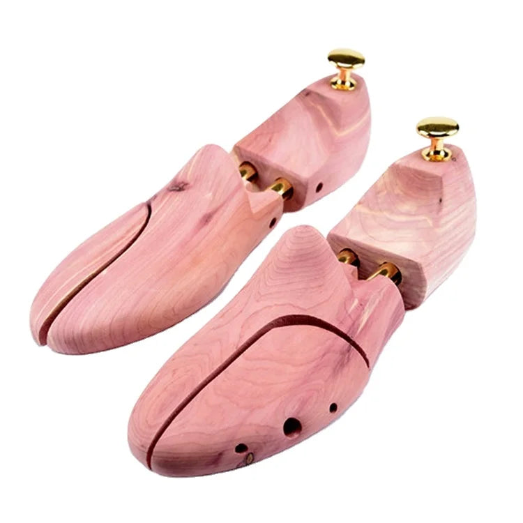 2024 New Design Cedar Wooden Shoe Tree OEM Adjustable Double Tube Spring Stretcher for Sneakers and Leather Shoes