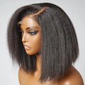 Natural Color Short Yaki Kinky Straight bob Wigs Human Hair Lace Front Brazilian Virgin Hair 4x4 Full Lace Frontal Closure Wig