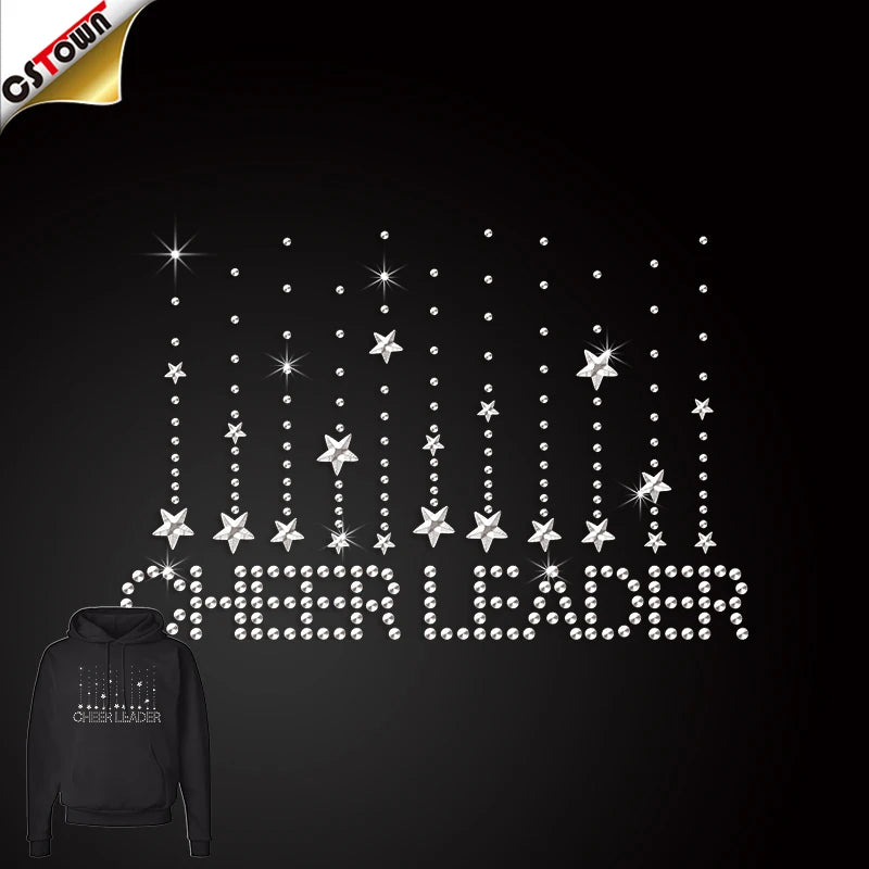 2024 New Arrivals Rhinestone Heat Transfer Cheer Rhinestone Motif Hot Fix Design