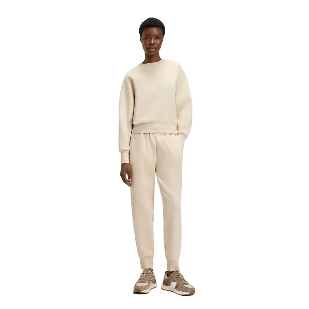 Plain Beige Crewneck Sweatshirt and Jogger Set Solid Color Two Piece Tracksuit Minimalist Casual Streetwear Custom Logo Set