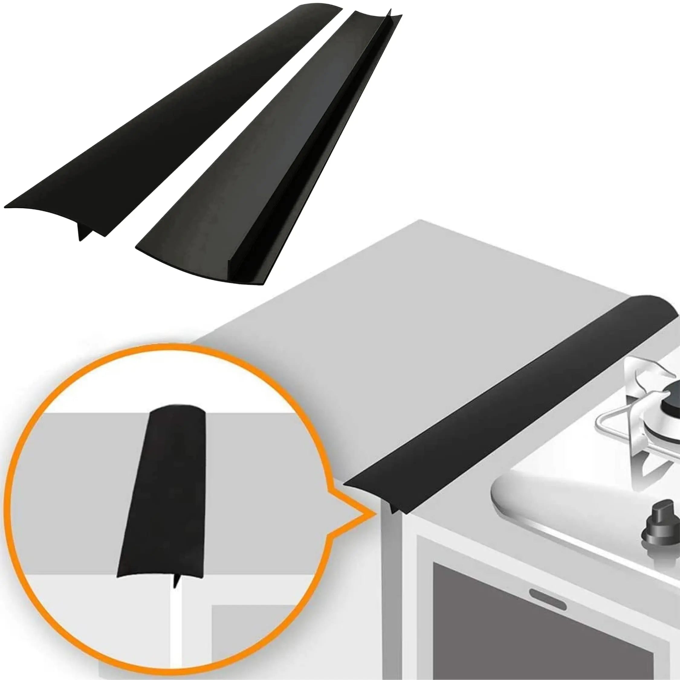 Silicone Stove Gap Covers Heat Resistant Oven Gap Filler Seals Gaps Between Stovetop and Counter Easy to Clean
