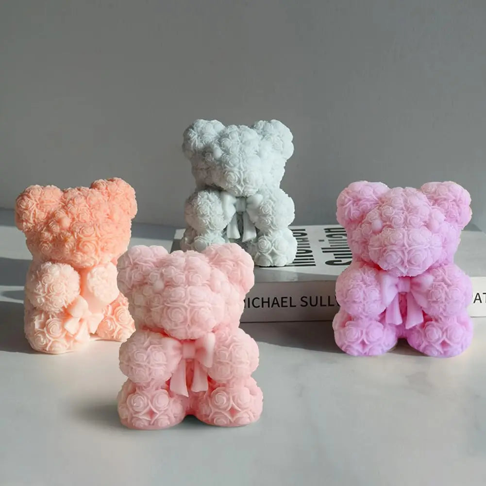 M Size Bowknot Bear Candle Silicone Mold Flower Foam Love Mold Chocolate Cake Decoration Wedding Valentine's Day Gifts