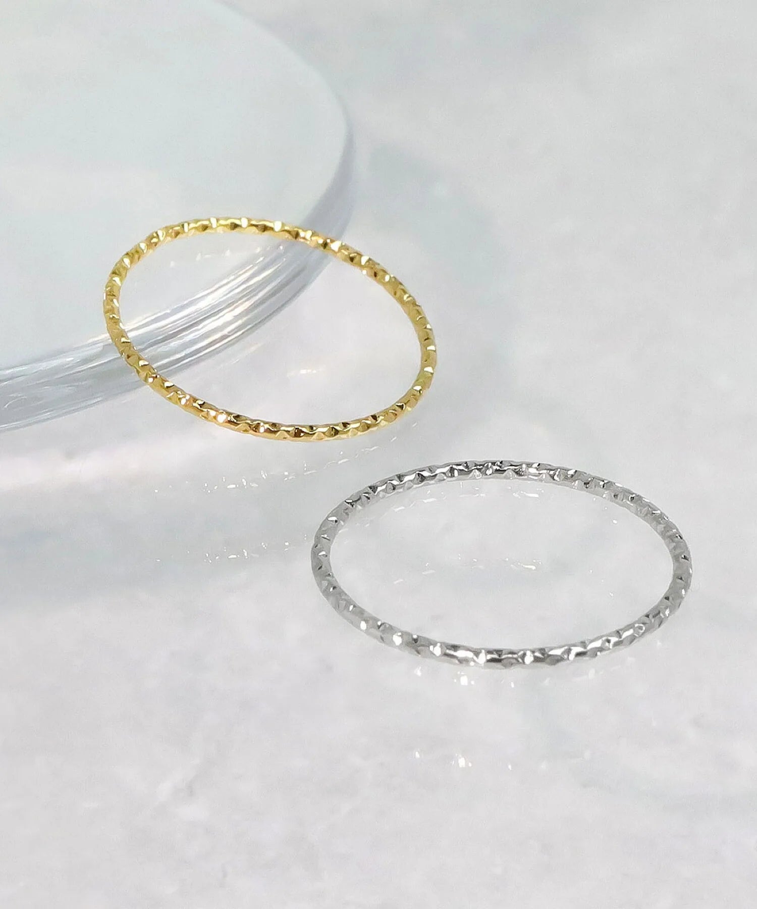 Bulk Wholesale 925 Sterling Silver Trendy Jewelry Ring 18k Gold Plated Unique Hammered Thin Stack Finger Rings