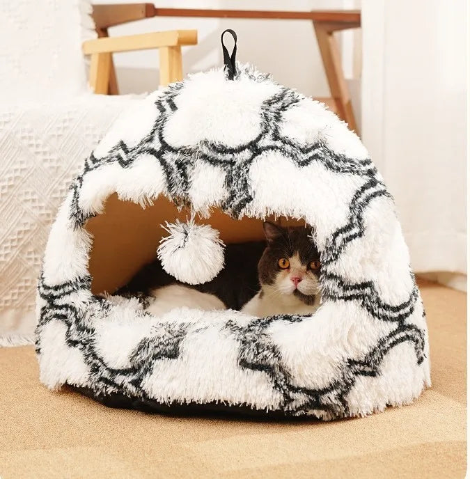 Customizable Luxury Pet Sofa Bed Soft Plush Cute Cat Cave with Solid Fiber Robust Filling Customizable Luxury Pet Beds