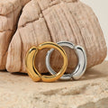 LUCKYDG 18K Gold Plated Stainless Steel Chunky Tube Ring Waterproof Tarnish-Free Hypoallergenic Jewelry for Women's Engagement