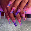 Temooi Purple Gorgeous Long Coffin False Nails Press on Wholesale 24Pcs ABS Finger Nails With Nail Glue
