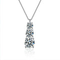 XMD001 Luxury Fashion Sparkling 3 Stones Design Fine Jewelry Moissanite Pendant Necklace Sterling Silver 925 Jewellery for Women