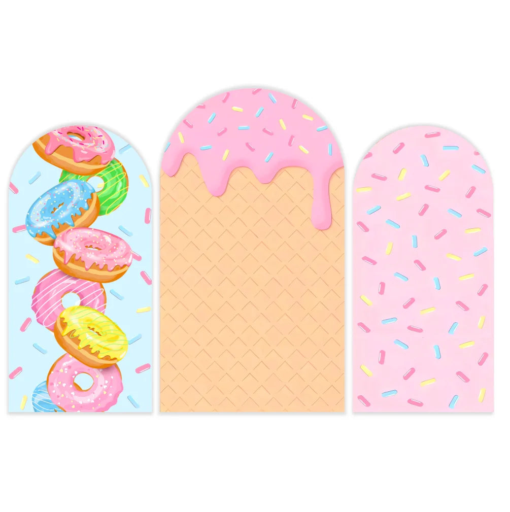 Ice Cream Candy Theme Arch Backdrop Cover Baby Shower Donut Birthday Party Photography Decoration Fabric for Festival Event