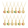 18K Gold Plated Stainless Steel Jewelry Colored Square Rectangle Heart Zircon Circle Ball Pendant for Women Necklace P243450