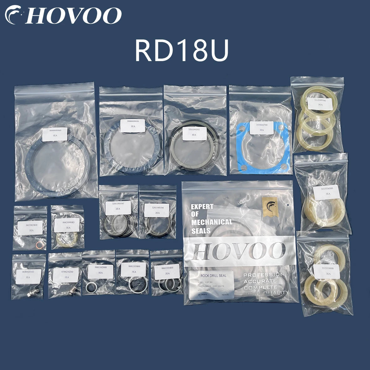 Epiroc RD18U Durable Rock Drill Overhaul Seal Kits 3201195421 Diaphragm PU+PTFE+FKM+NBR+sil+rubber Material Customizable Sizes