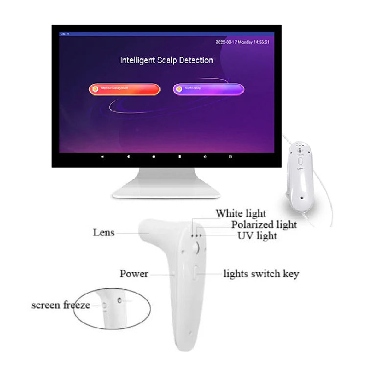 Desktop HD Scalp Microscope Analyzer with AI Software for Scalp Testing Hair Loss Analysis & Trichoscopy