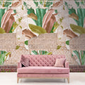 Germany Made Modern Stone Wall Look Photo Wallpaper Mural Non Woven Vinyl Beige Brown Green 2.80x1.59m for Dining & Bedroom