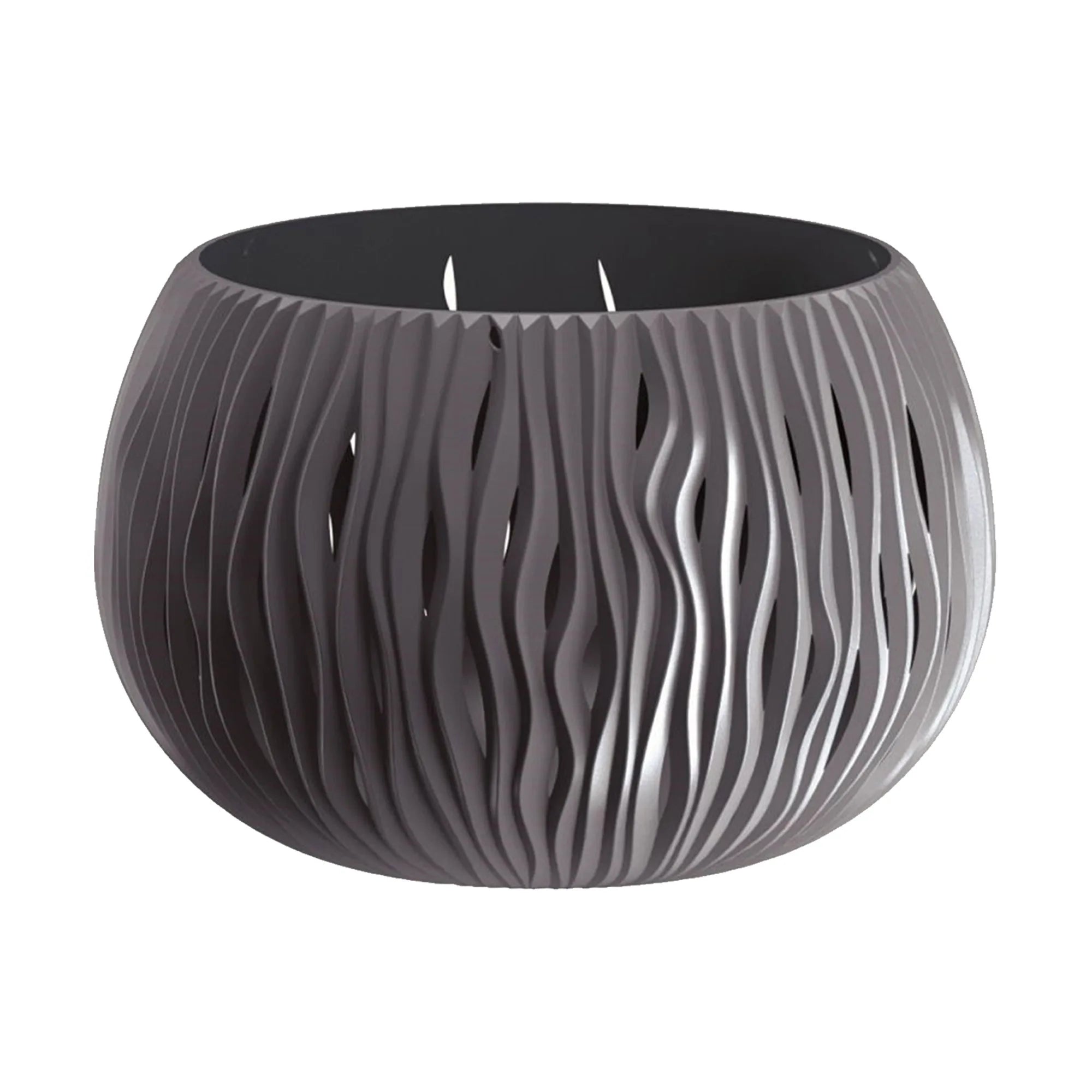 Prosperplast BOWL SANDY plastic bowl WITH reservoir in Anthracite color 16.1 (height) x 23.8 (width) x 23.8 (depth) cms