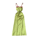Summer Strapless Casual Midi Dress for Women Sleeveless Embroidery Silk Vestidos