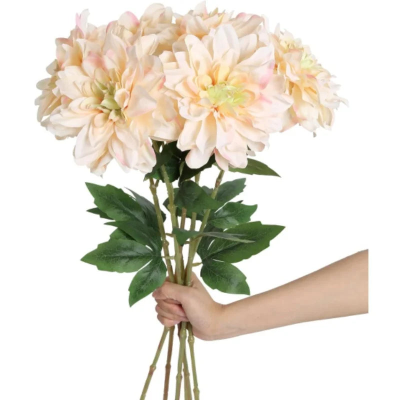 Artificial Dahlia Flowers Champagne Silk Flowers for Wedding Party Home Centerpieces Arrangements Bouquets Decoration