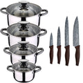 SAN IGNACIO Hita 8-piece stainless steel cookware set suitable for induction hobs with a set of 4 stainless steel kitchen