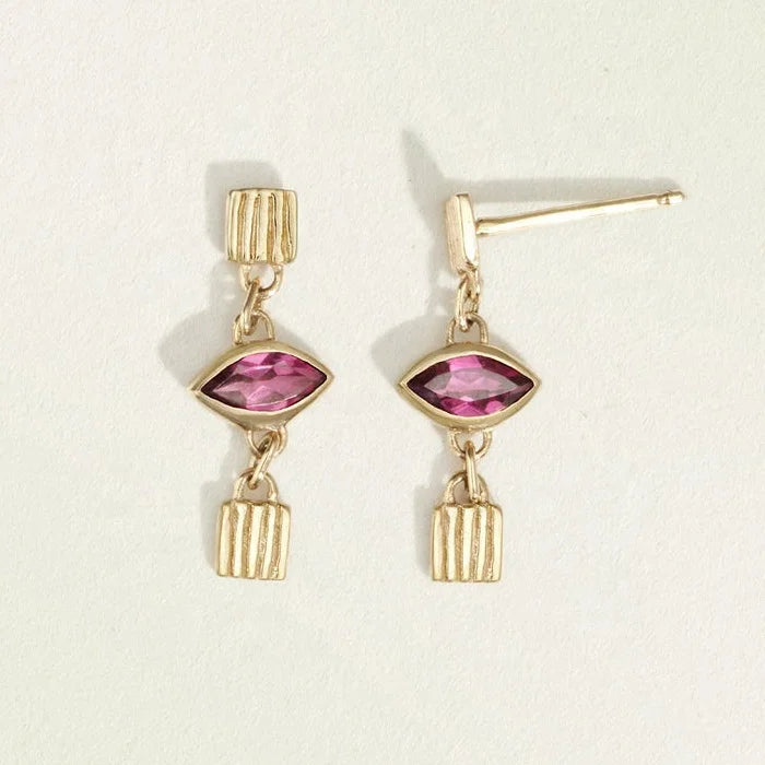 LOZRUNVE Original Hot Selling Jewelry Silver 925 Texture Sun Ruby Marquise Drop Fashion Earring
