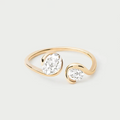 LOZRUNVE Unique Design Bezel Double Oval Zircon Adjustable Open Ring for Women Silver 925 18k Gold Jewelry