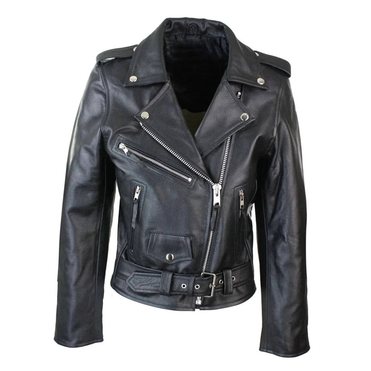 Wholesale Autumn 2026 High-quality Women Genuine Leather Jacket With Pockets Sheepskin Zipper Biker Coat