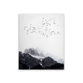 Made In Germany - Home Decor Canvas Picture Winter Mountains With Birds - Wall Mural In White And Black - Stretcher Frame Art