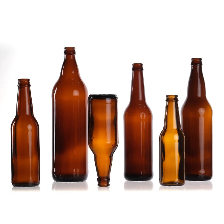 330ml 750ml 500ml 375ml Factory Customized Low-price Amber Color Round Shape Crown Cap Thin Bottom Long Neck Beer Glass Bottle