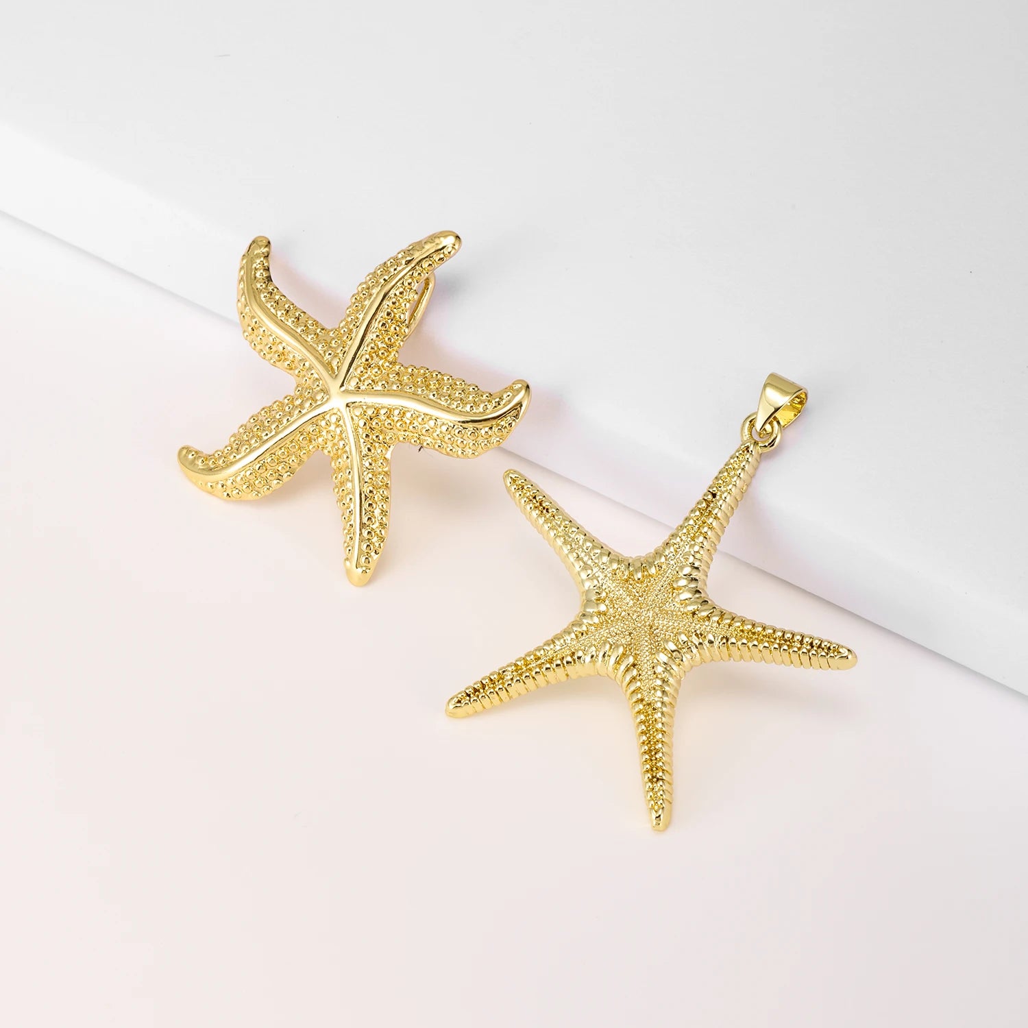 QIKU Wholesale Starfish Charms Gold Plated Copper Sea Life Ocean Charms for Jewelry Necklace Making