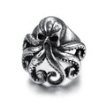Low MOQ Unisex Vikings Jewelry Tarnish Free Stainless Steel 18K Gold Plated Classic Princess Cut Octopus Ring
