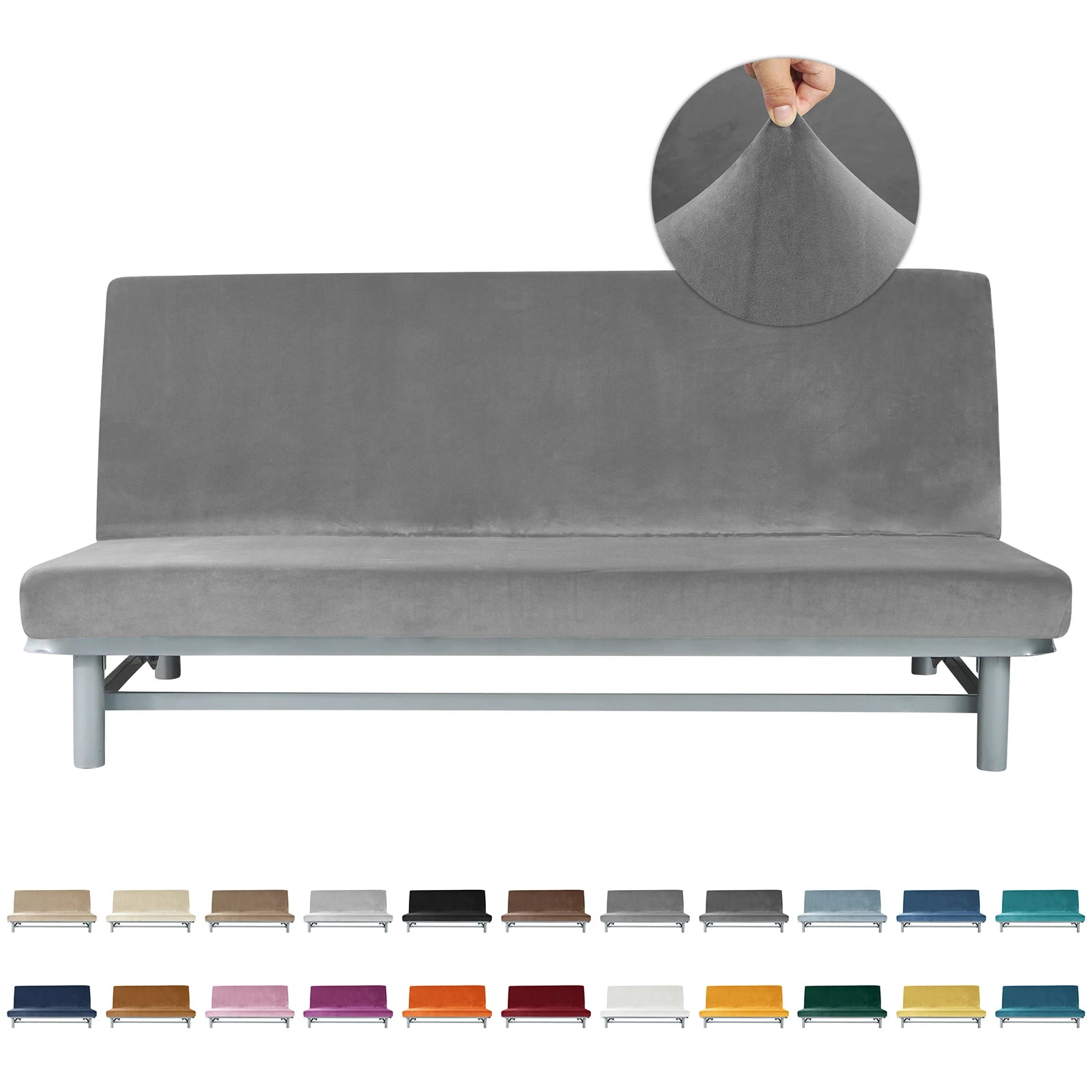 Velvet Fabric Sofa Bed Cover Elastic Anti-dust Straight Sofa Cover for Living Room Armless Sofa Bed Covers Washable for Home