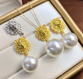 JW111 12-13mm  DIY Natural Real Freshwater Pearl Set Charm  Accessories 925 Sterling Silver  Gold Plated Jewelry Set for Women