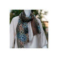 Khaki Blue Red Ethnic Mosaic Pattern Digital Print Women's Shawl