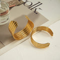 Latest 18K Gold Plated Stainless Steel Jewelry Irregular Curved Stripe Multilayer Cuff Bangle Waterproof Women Bracelet B242445