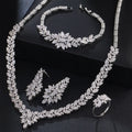 Wholesale Brass Religious Peace Engagement Cubic Zirconia Wedding Jewelry Ring Necklace Bridal Earrings and Bracelet Set