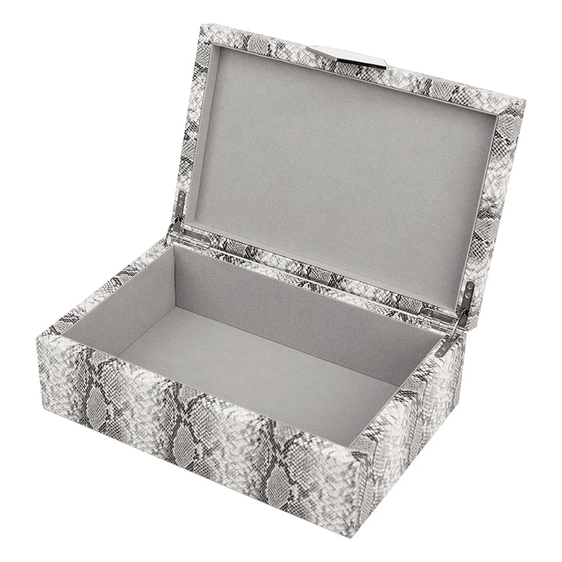 2PCS Snakeskin Pattern PU Leather Box MDF Wooden Gift Box Packaging With Small Mirror Handle With SABER Certificate