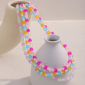 Dreamshow Colorful Acrylic Beaded Necklace Fashion Jewelry Necklace Stainless Steel Necklace Set