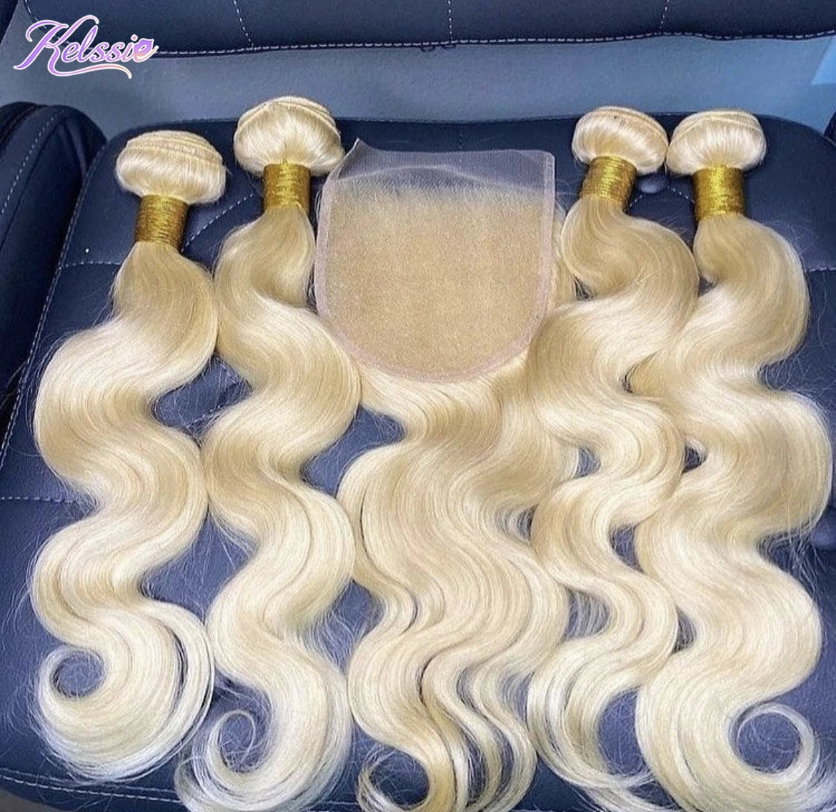 Wholesale Super Double Drawn 613 Blonde Lace Front Human Hair Extension Raw Indian 613 Body Wave Hair Bundles and Closure