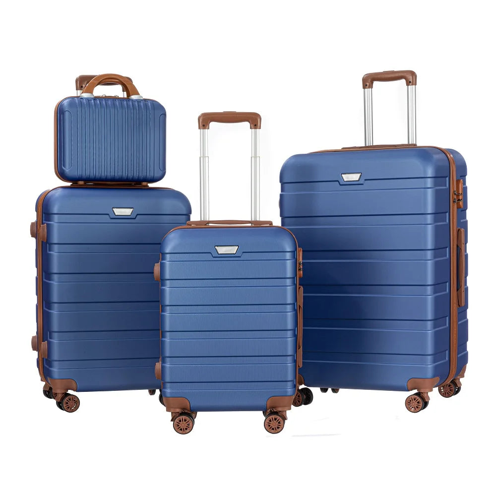 Lightweight 3-Piece ABS Hardside Spinner Luggage Set Durable Duffel Bag & Modern White Brown Hardshell Suitcase for Travel