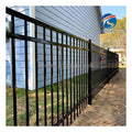 Hot Sale Beautiful steel garden fence outdoor black powder coated fence panel anti-rust flat top steel fencing for home yards