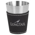 Portable Mini Laserable Leatherette Wrapped Shot Cup Personalized Custom Logo Stainless Steel Shot Glasses