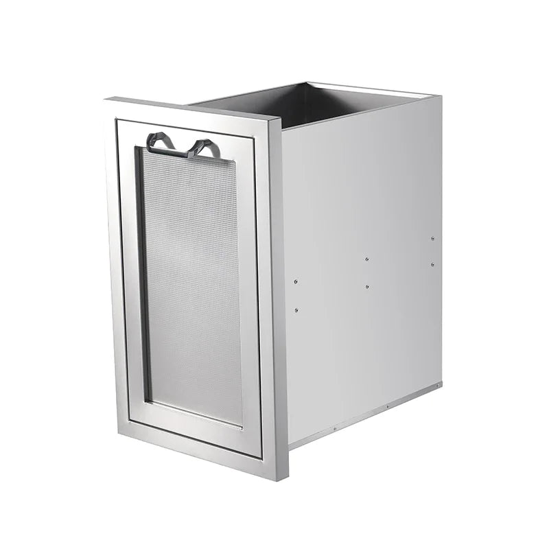 Outdoor Kitchen Waste & Recycle Bin Weatherproof Stainless Steel with Slide Drawer 2 Removable Bins for Automatic Sorting