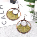 Jewelry Wholesale Bohemian Fashion Colorful Handmade Woven Hoop Circle Pendant Earrings  for Women Gift