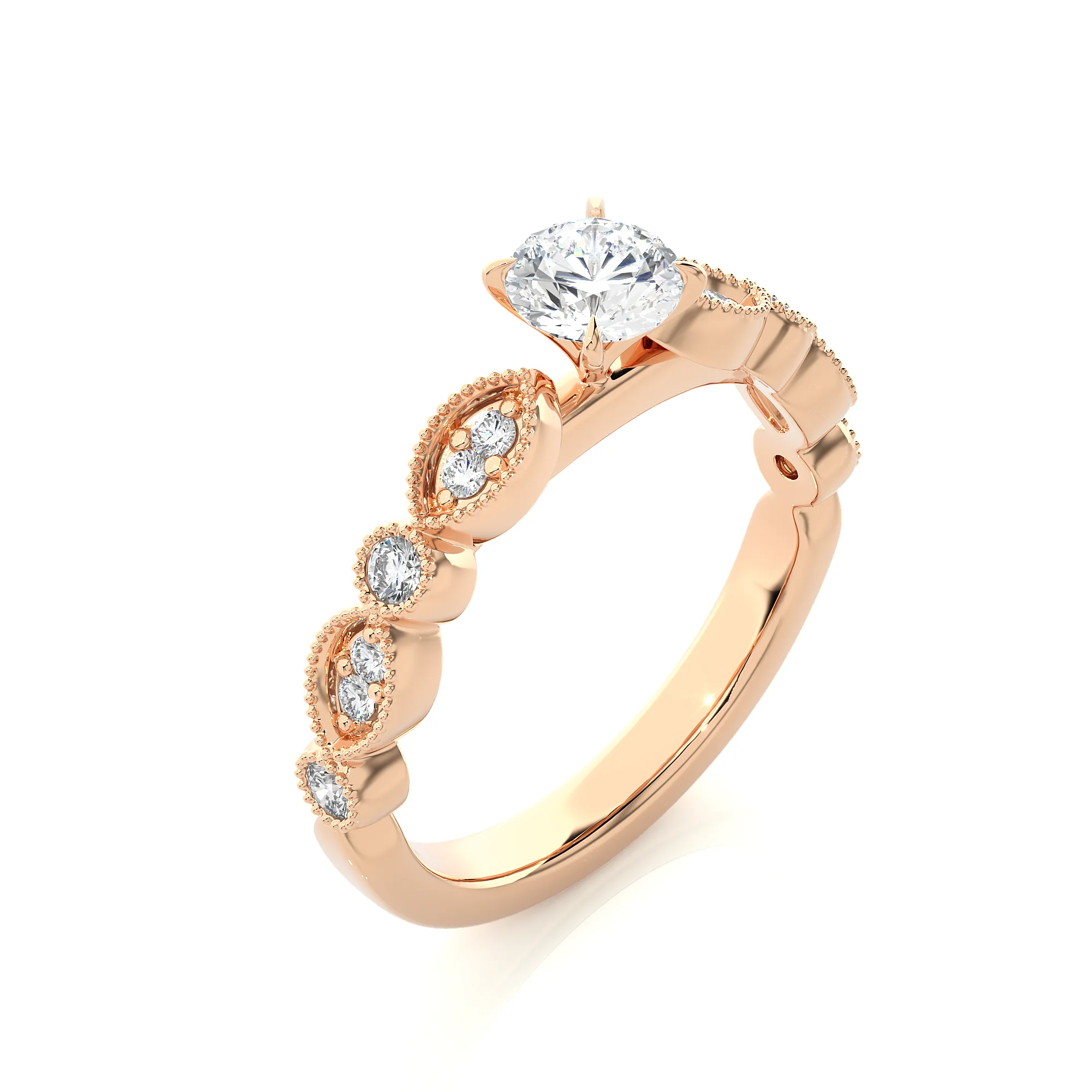 Export Quality Diamond Ring 14K Rose Gold Real Solitaire 0.50Ct Diamond Engagement Ring Available at Low Price Ring for Her
