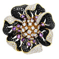 Ladies 18K Yellow & White Gold Ring Amethyst Diamond Flower Ring Prong Bezel Set 12.50ct Gemstone Fine Rings for Her